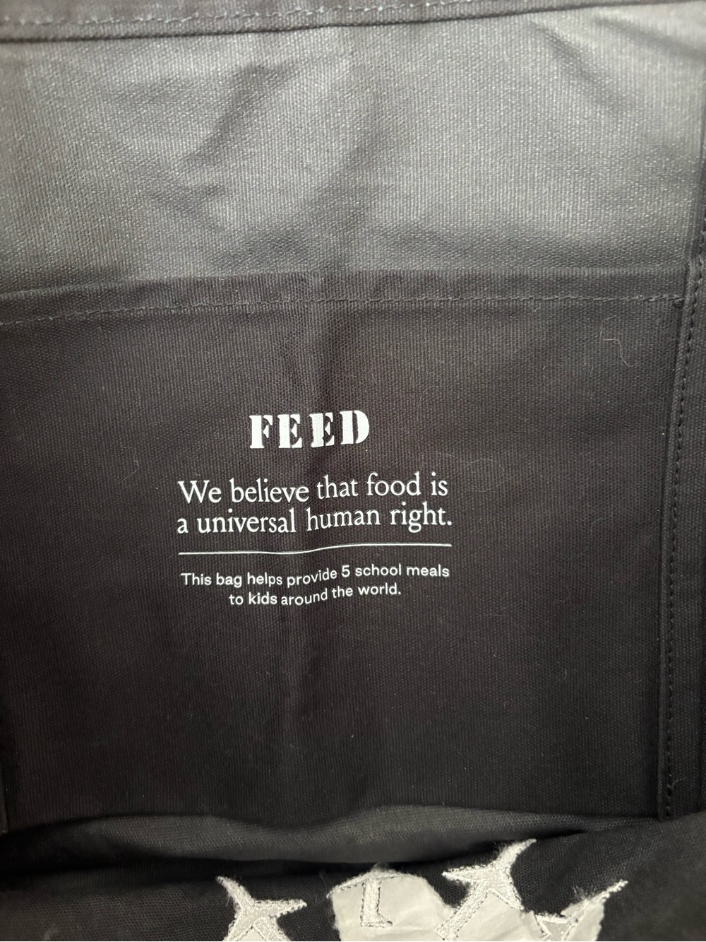 FEED Black Canvas Tote with Airplane Circle Graphic - Picture 6 of 7